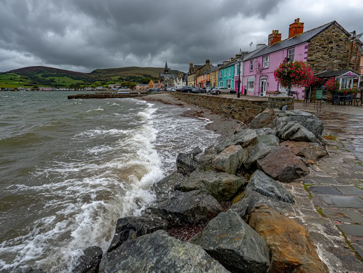 Small Irish town close to the sea